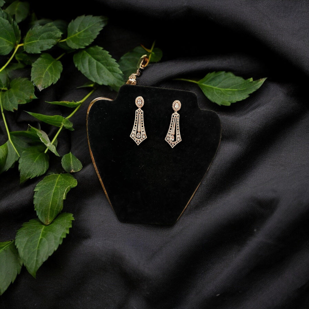 Diamond Essence Rose Gold Earrings" - Fusion Wear