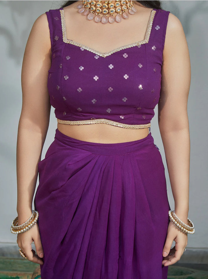 Classic Orchid Embroidered Drape( No shrug )