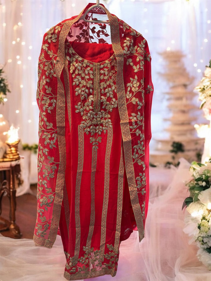 Peach Mirage with Silver Embroidered Ensemble