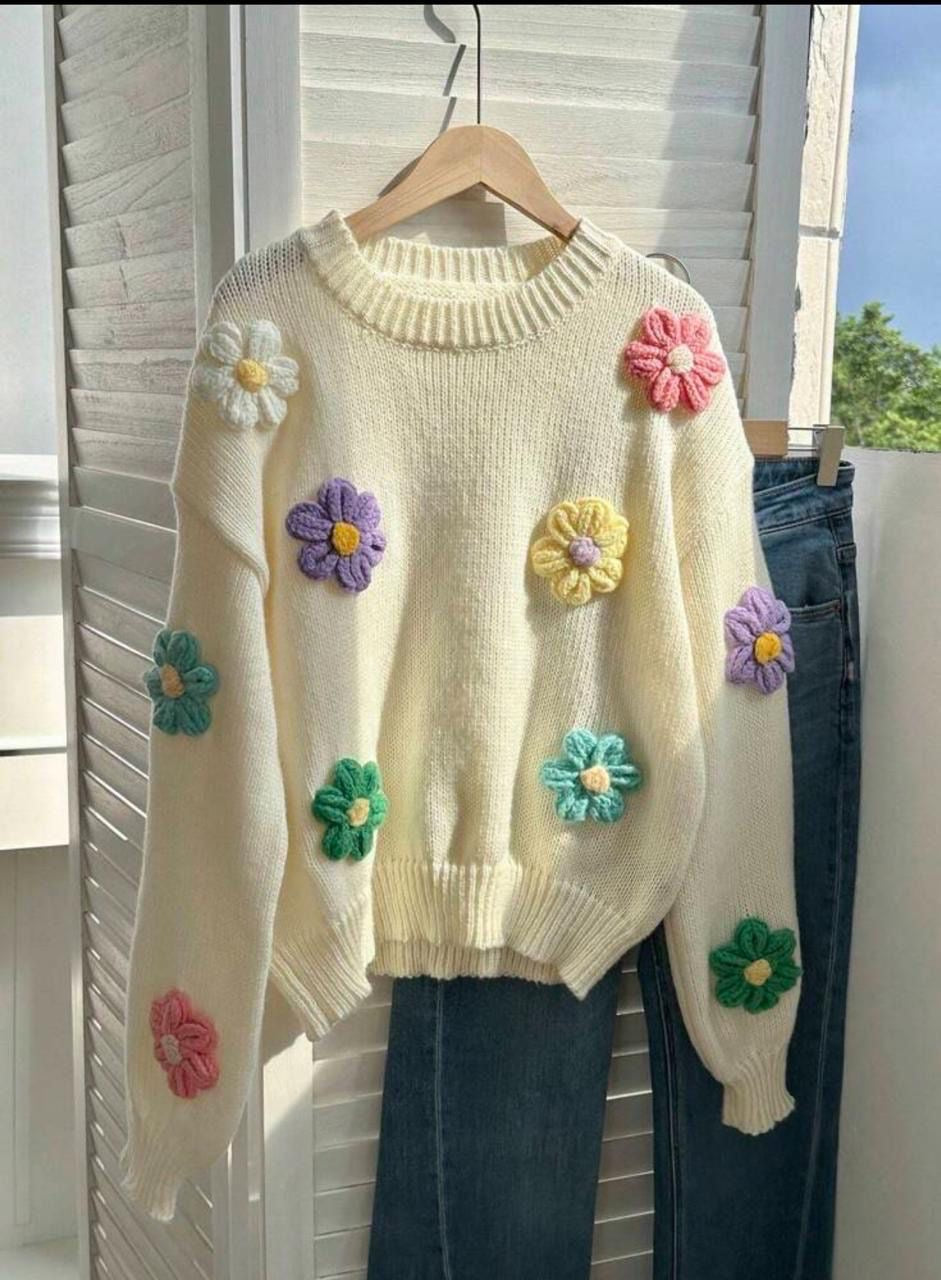 Floral Cascade Knitted Sweater