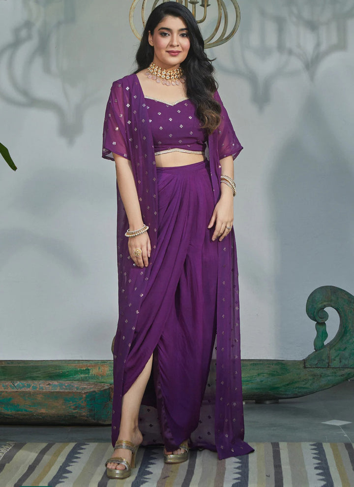 Classic Orchid Embroidered Drape( No shrug )