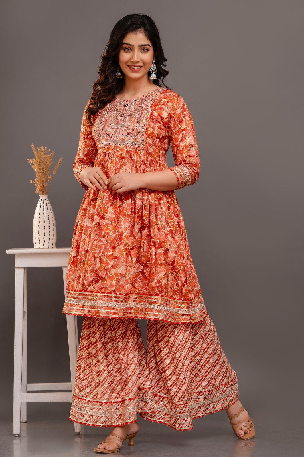 Ethnic Kurti With Palazzo Pant Set - Fusion Wear