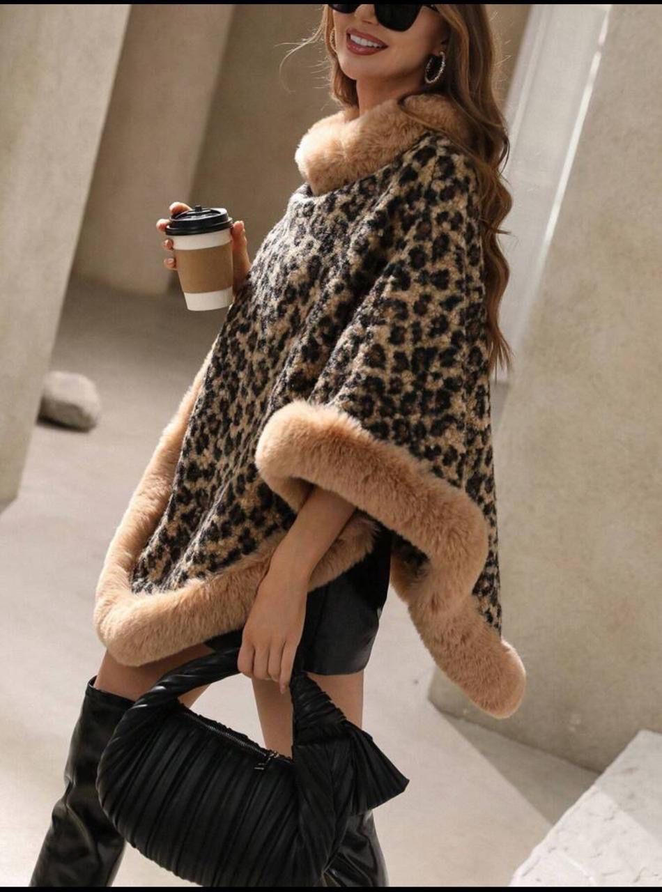 Leopard Print Vintage Poncho Sweater
