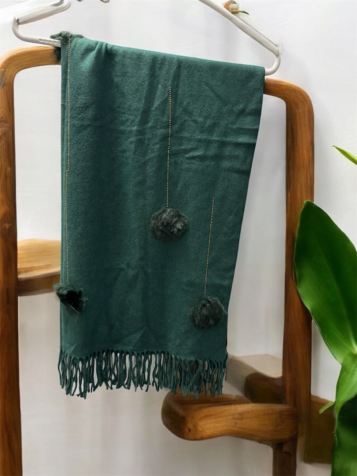 Olive Mirage Pom Pom Luxe Wrap