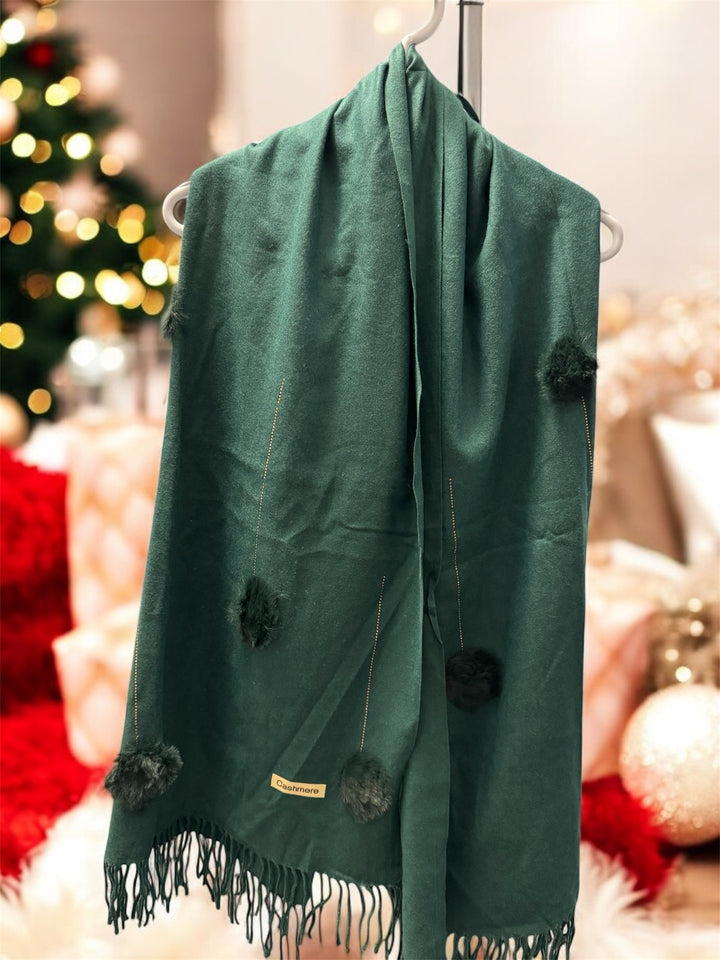 Olive Mirage Pom Pom Luxe Wrap