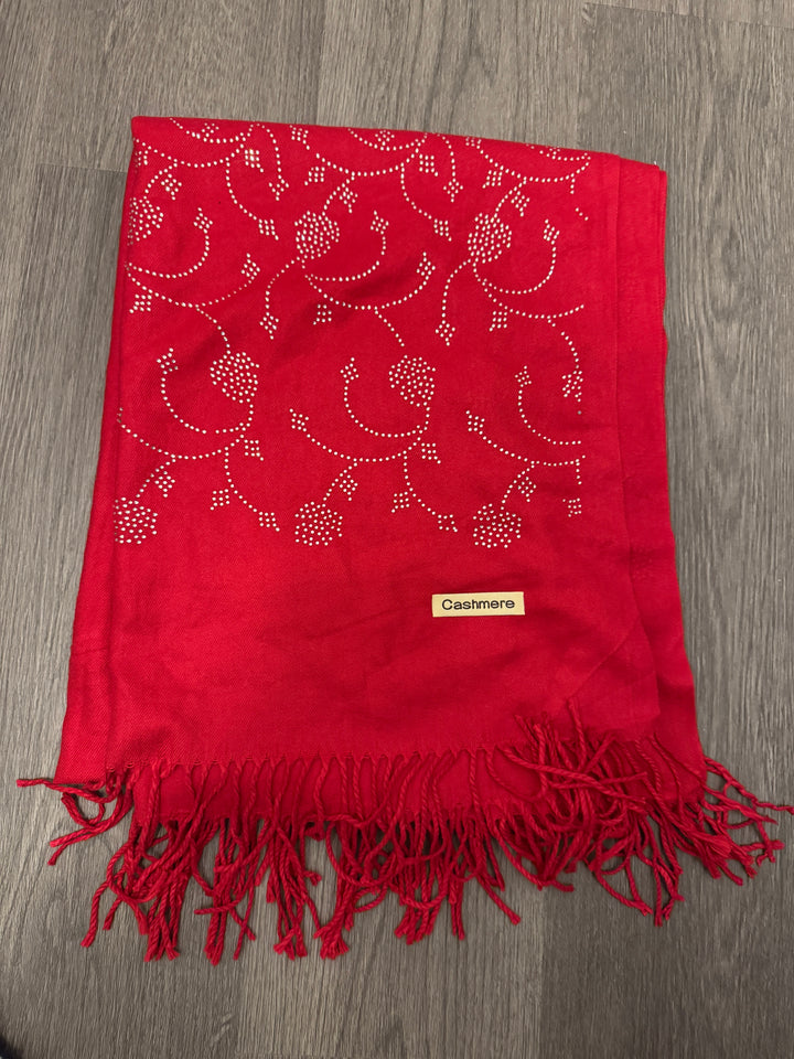Victorian Scarlet Rhinestone Trim Cashmere