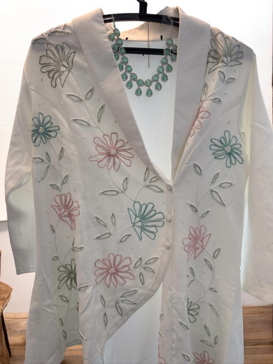 White Embellished Hollow Attire