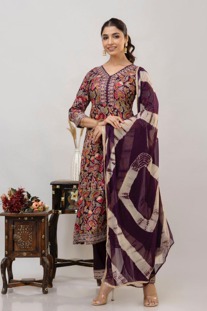 Anarkali Style Kurti Set With Dupatta - Fusion Wear