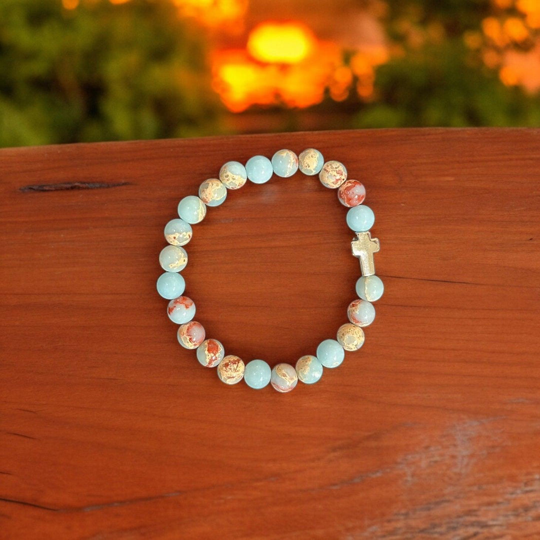 Cross Charm Beaded Bracelet