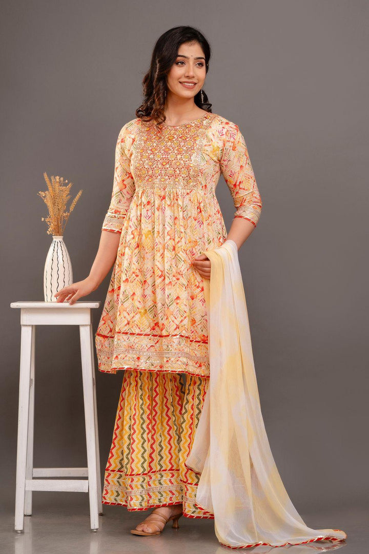 Ethnic Kurti With Palazzo Pant Set - Fusion Wear