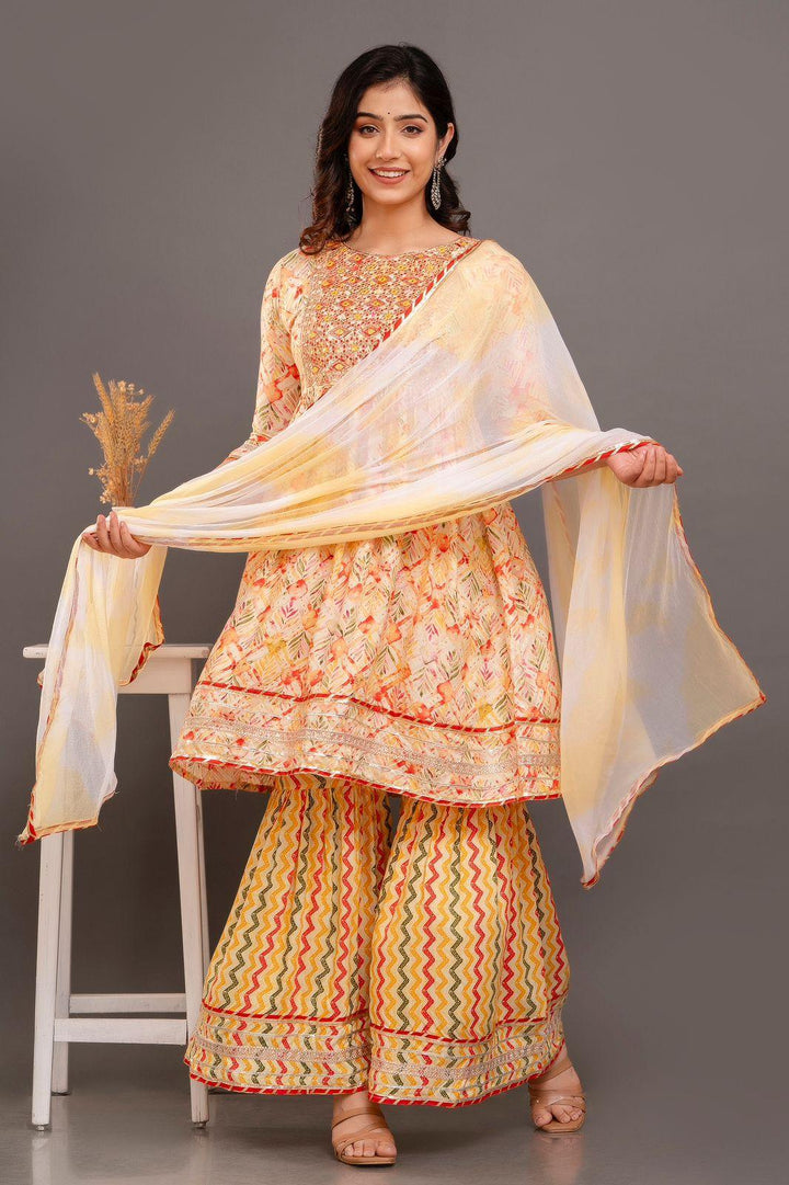 Ethnic Kurti With Palazzo Pant Set - Fusion Wear