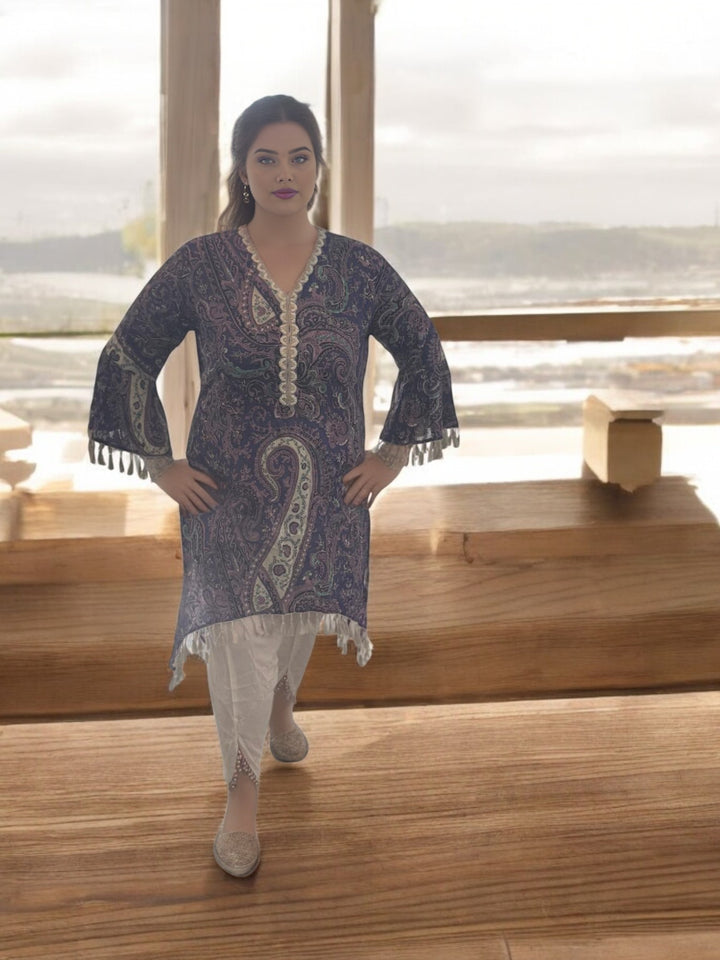 Lavish Luster 2-Piece Set with Embellished Dhoti
