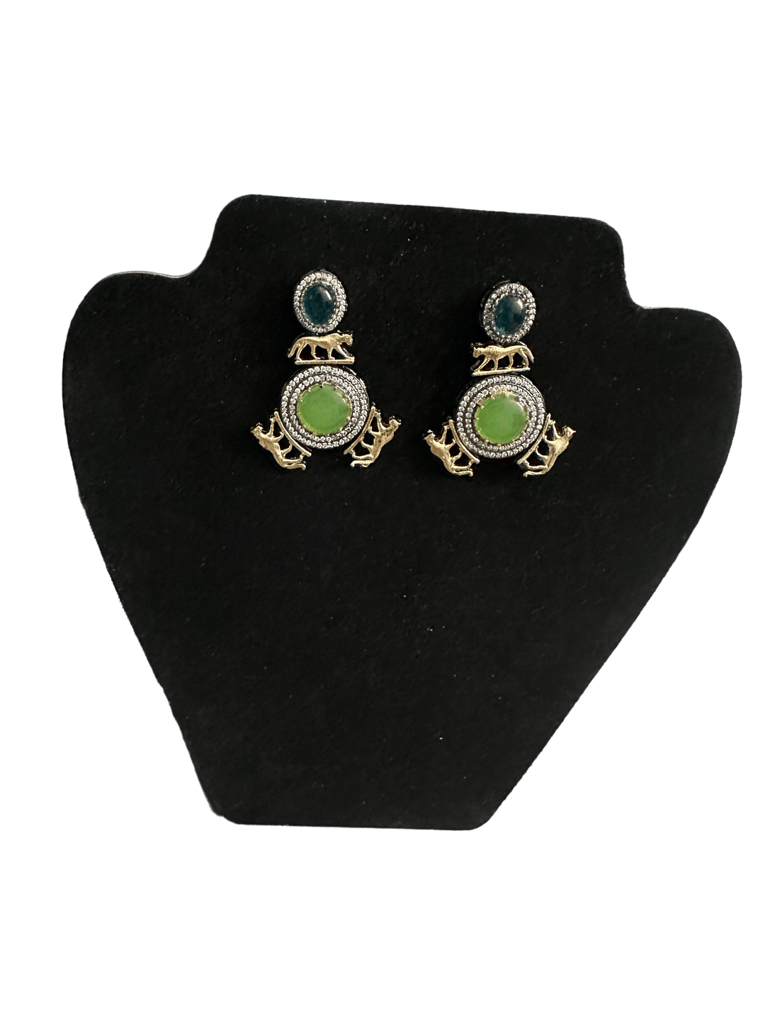 Leopard Luxe Green and Blue Earrings - Fusion Wear