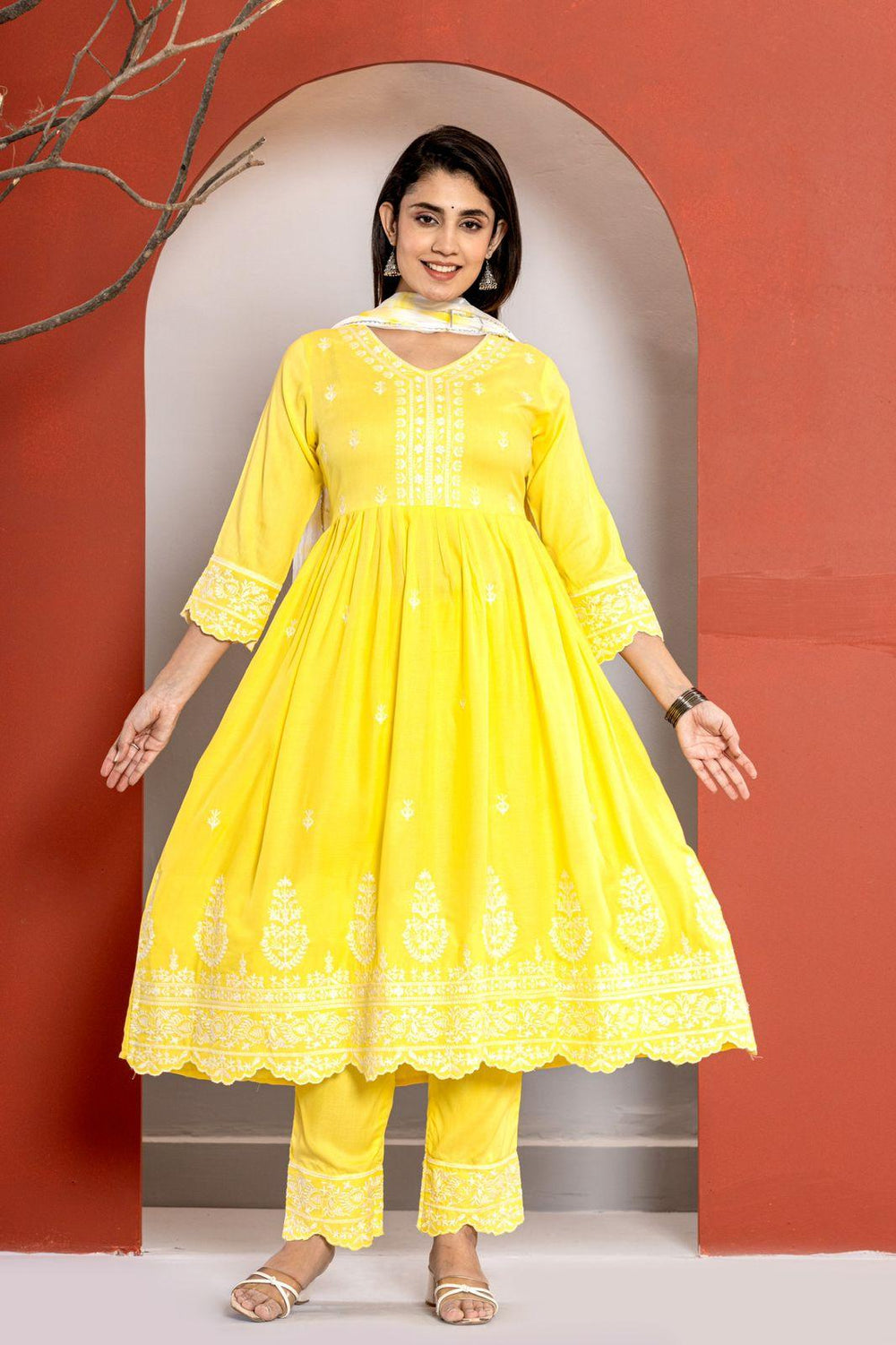Yellow Kurti Pant Set - Fusion Wear