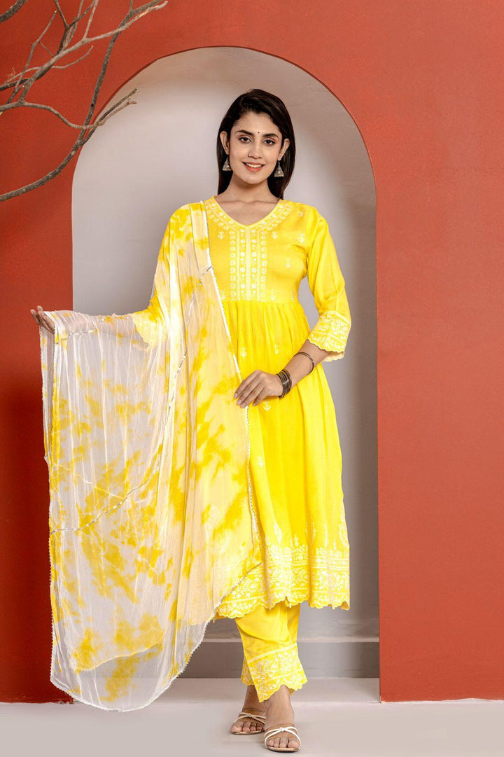 Yellow Kurti Pant Set - Fusion Wear